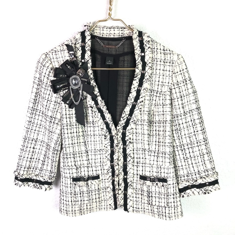 Wht House Blk Market Embellished Tweed Blazer